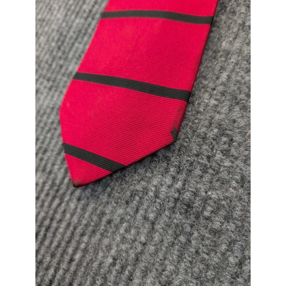 Vintage Brooks Brothers Makers Silk Tie Red W/ Black Stripe Made in USA